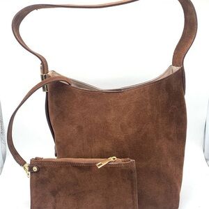 Chic Brown Suede Hobo Bag Set